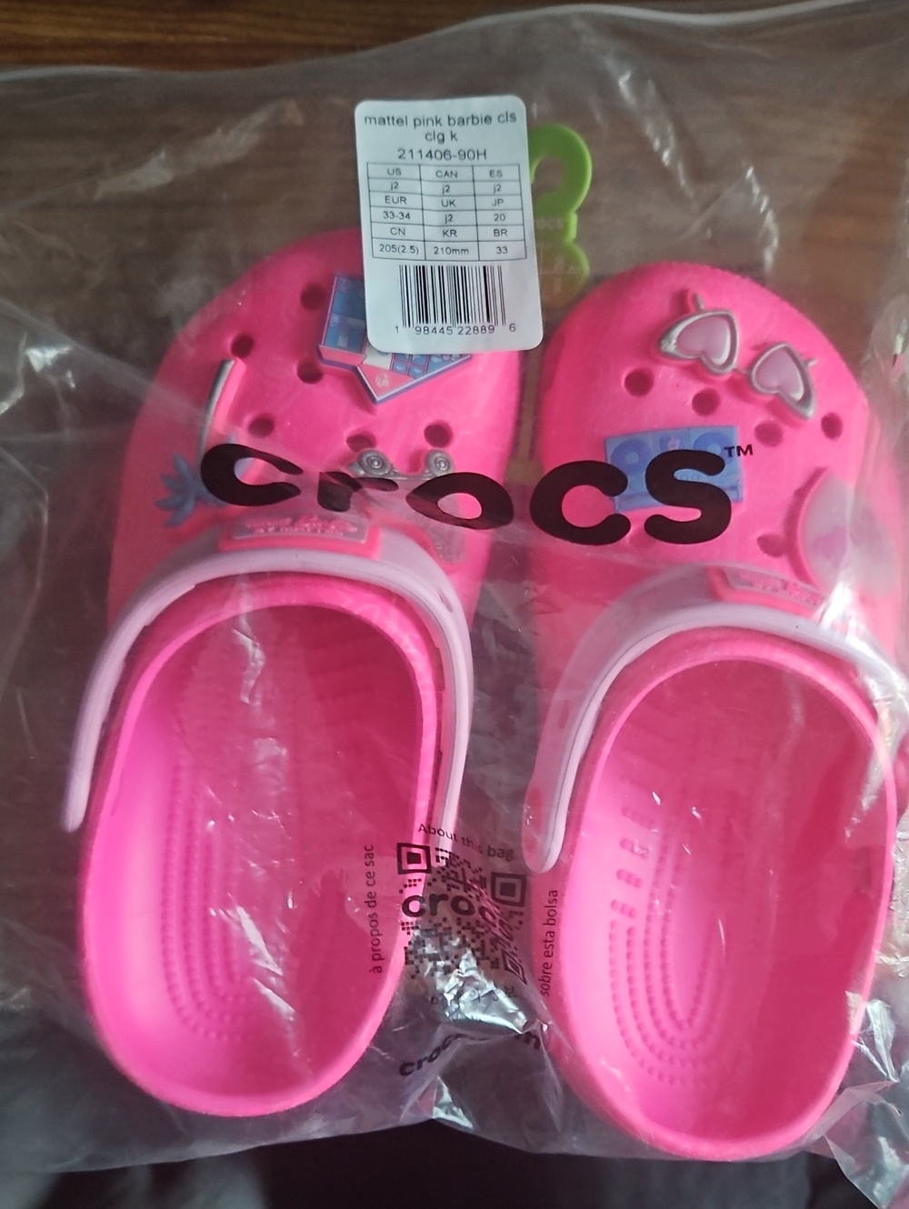 CROCS Kids Pink Classic Clog with Jibbitz Charms